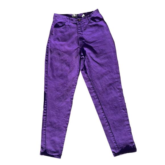 Moda International Vintage 80s Purple High Waisted Denim Mom Jeans - Picture 4 of 9